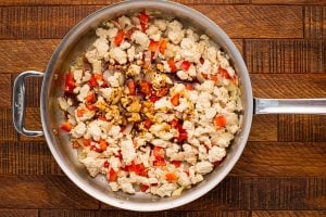 sauces added to pan